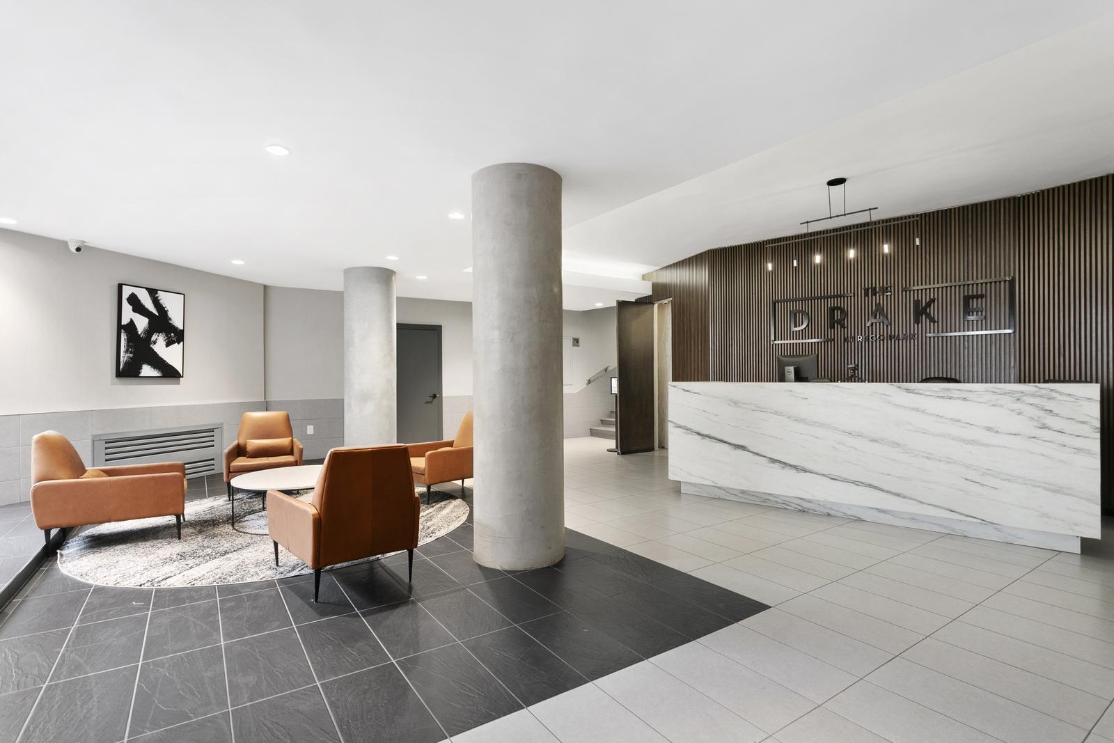 Modern Lobby with Designer Seating and Reception Area